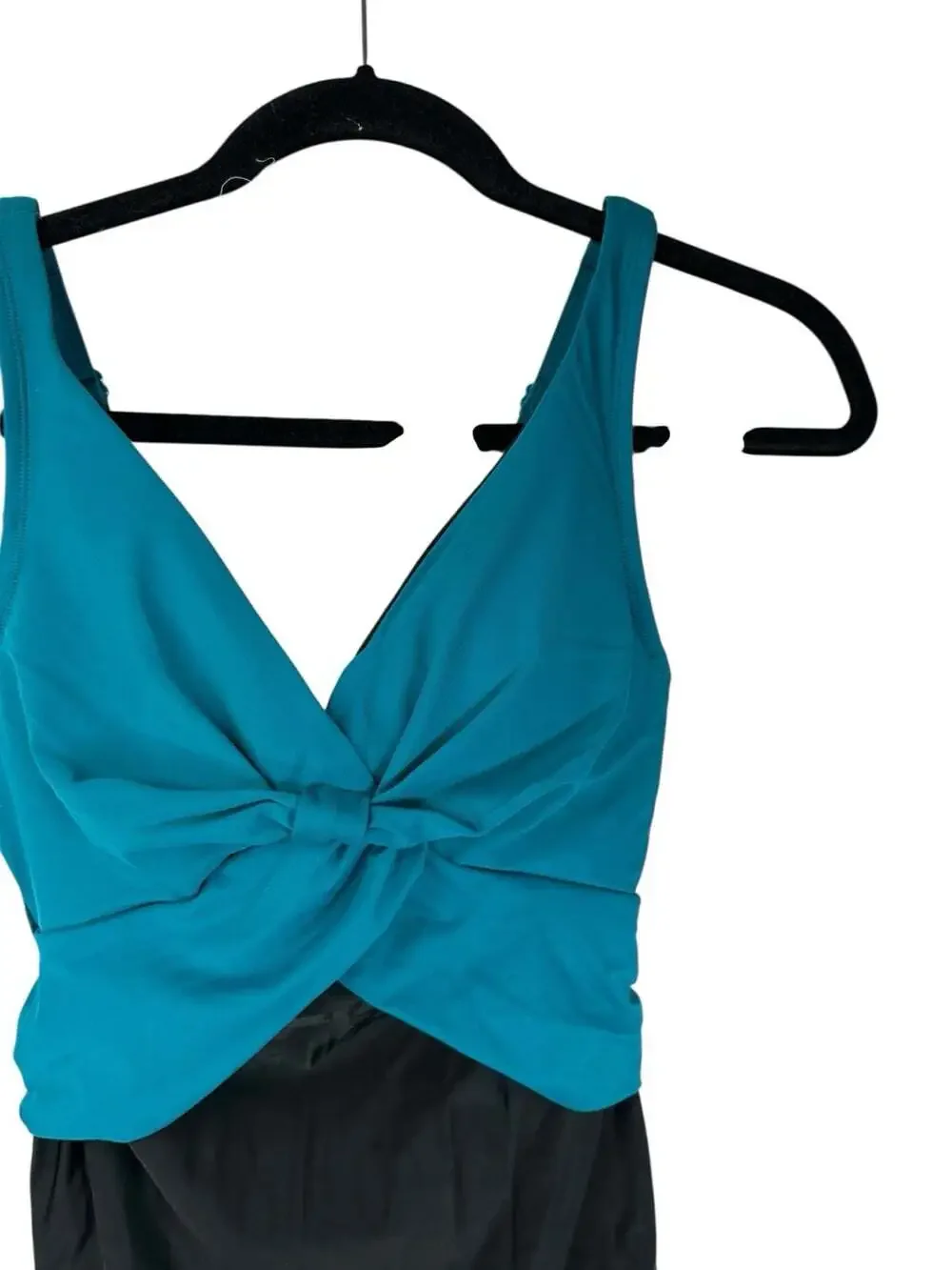 Thyme Maternity Swimsuit Womens Small Teal Black One Piece Pregnancy NWT